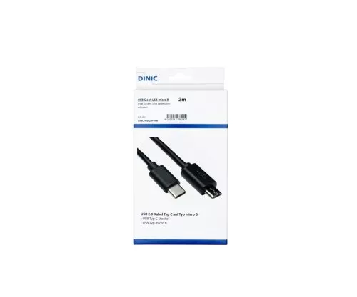 USB 3.1 Cable Type-C - micro B, black, Box, 2.00m, DINIC Box
